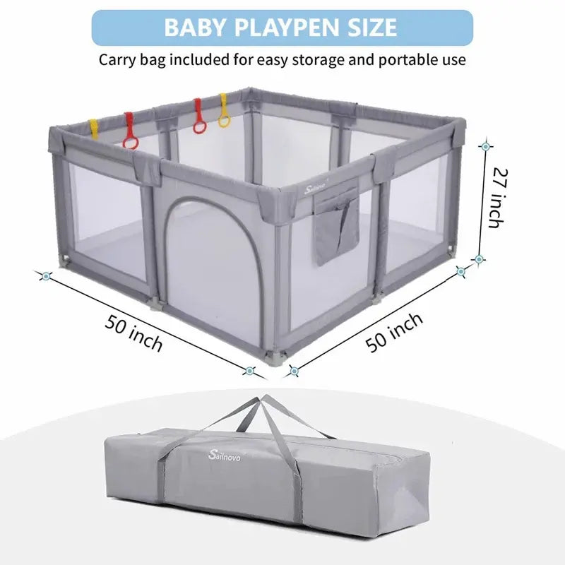 Baby & Kids Activity Center with Safety Gate rental in Panama – play yard with all parts displayed for assembly