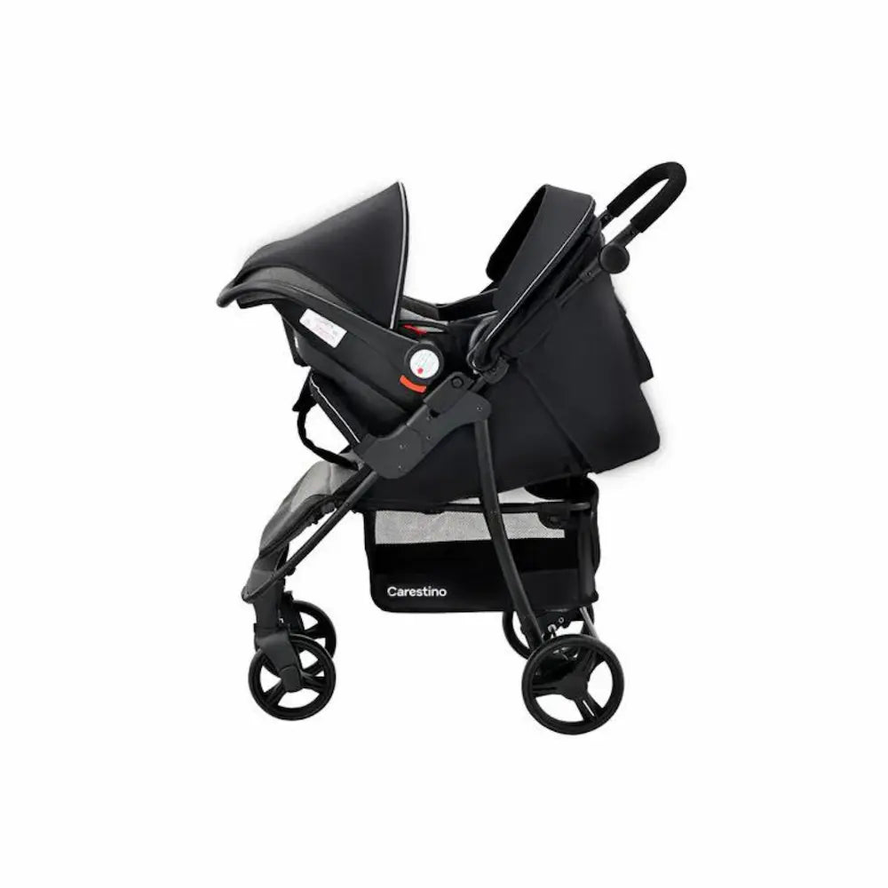 Side view of Carestino CITY TRAVEL stroller with accessories – stroller rental in Panama